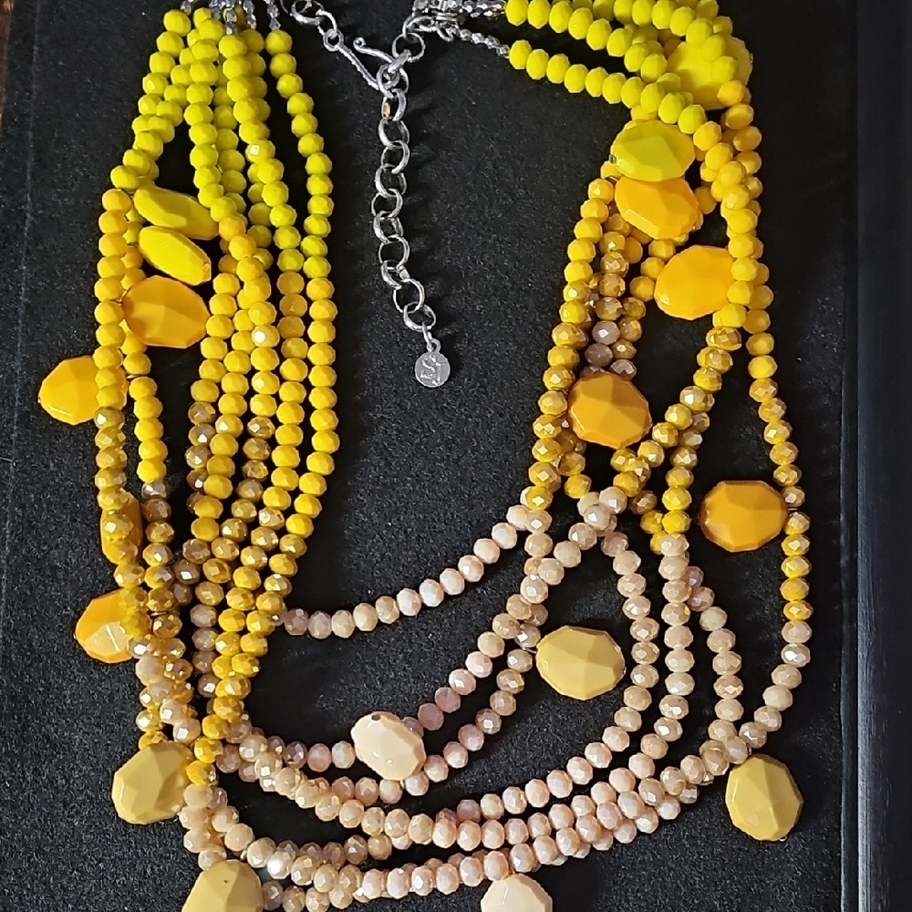 Sassy Jones Vibrant Yellow and Cream Necklace